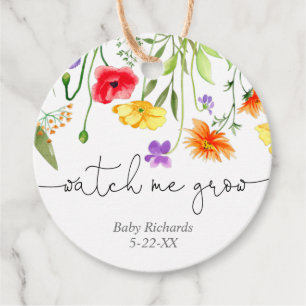 Watch me grow Colourful spring wildflowers Favour Tags