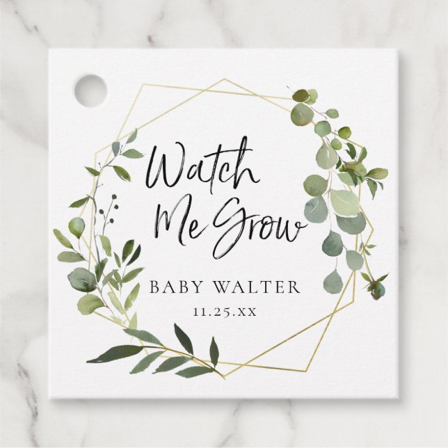 Watch Me Grow | Eucalyptus Baby Shower Favour Tag (Front)