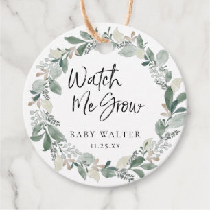 Watch Me Grow   Eucalyptus Baby Shower Favour Tag