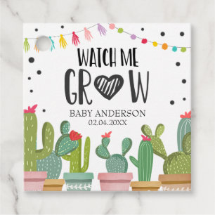 Watch Me Grow Green Cactus Succlent Fiesta Favour Tags