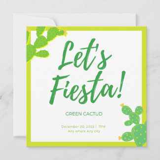 Watch Me Grow Green Cactus Succulent Fiesta Favor Invitation