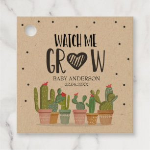 Watch Me Grow Green Cactus Succulent Fiesta Favour Tags