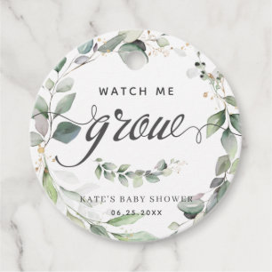 Watch Me Grow Greenery Baby Shower Thank You Favour Tags