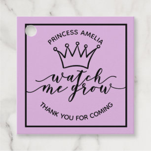 Watch Me Grow Lilac and Black Royal Favour Tags
