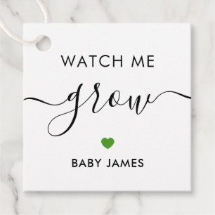 Watch Me Grow, Plant Baby Shower Tag, Green Favour Tags