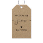 Watch Me Grow, Plant Baby Shower Tag, Kraft