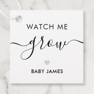 Watch Me Grow, Plant Baby Shower Tag, Lavender Favour Tags