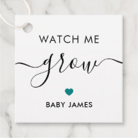 Watch Me Grow, Plant Baby Shower Tag, Teal