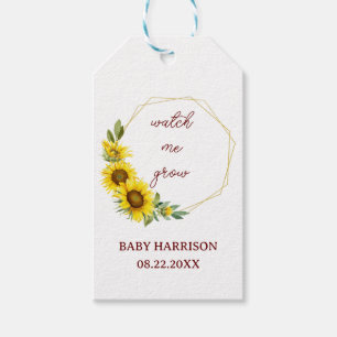 Watch Me Grow Sunflower Baby Shower Rustic Floral  Gift Tags