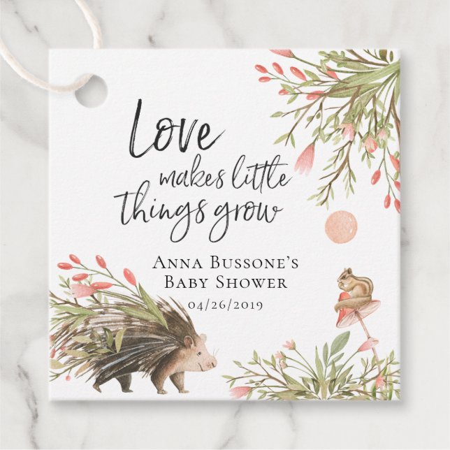 Watch Me Grow | Woodland Baby Shower Favour Tag (Front)