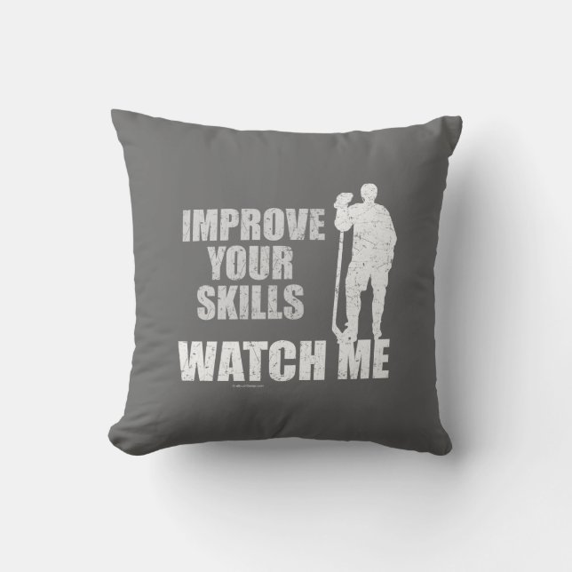 Watch Me (Hockey) Throw Pillow (Front)