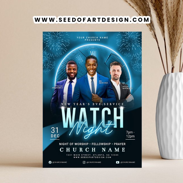 Watch Night New Year's Eve Church Service Flyer (Creator Uploaded)