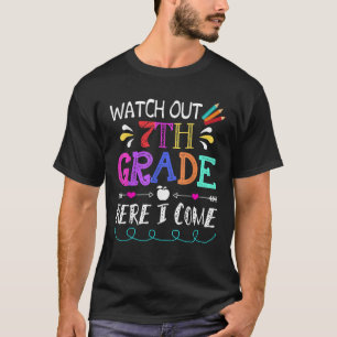 Watch Out 7th Grade Here I Come Funny Unicorn Back T-Shirt