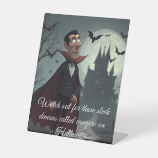 Watch out for those sleek vampires pedestal sign