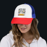 Watch Out Kindergarten Here I Come Back to School  Trucker Hat<br><div class="desc">Watch Out Kindergarten Here I Come Back to School</div>
