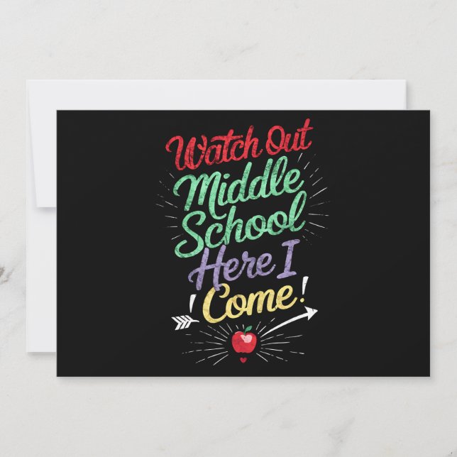 Watch Out Middle School Here I Come School Invitation (Front)