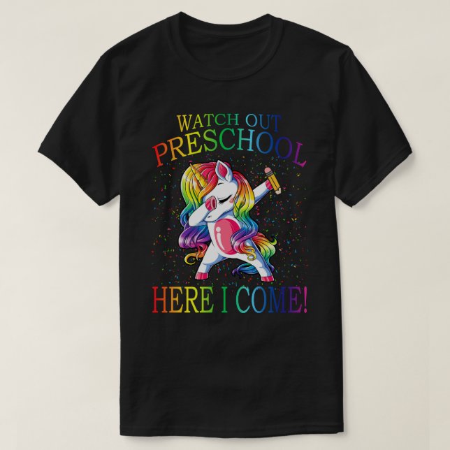 Watch Out Preschool Here I Come Back to School T-Shirt (Design Front)