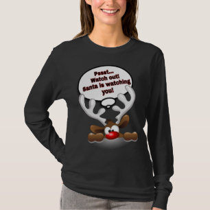 Watch Out Santa is Watching You Santa's Reindeer C T-Shirt