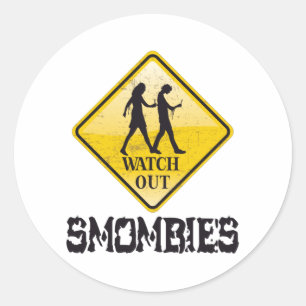 Watch out Smombies Classic Round Sticker