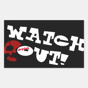Watch Out Warning Skuletons Rectangular Sticker