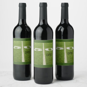 Watch Party 50 Yard Line Grass Field Football  Wine Label