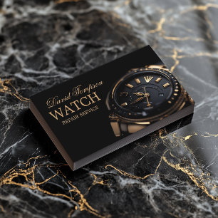 Watch Repair Service Watchmaker Solid Black Business Card