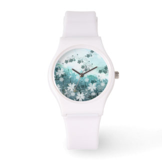 Watch white blue grey daisy floral