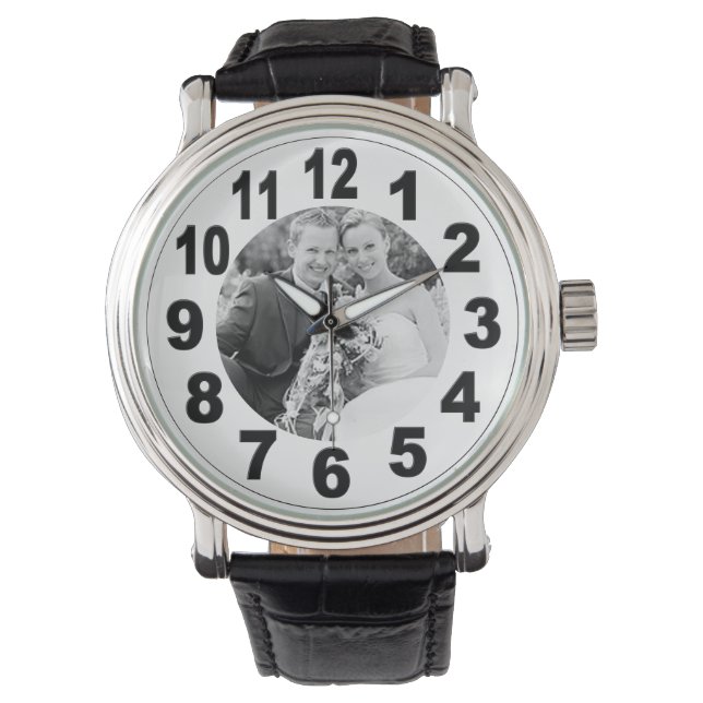 Watch with Large Numbers & Your Image (Front)