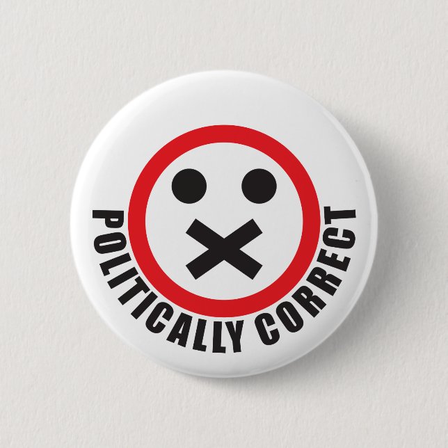 watch your mouth and be politically correct 6 cm round badge (Front)