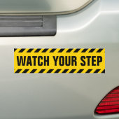 Watch Your Step Caution Sign Bumper Sticker (On Car)