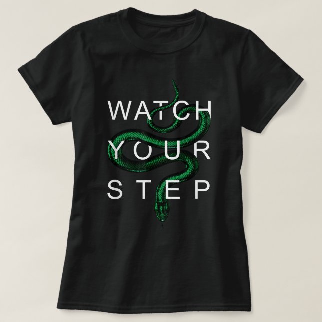 Watch Your Step Green Snake Sneaker  T-Shirt (Design Front)