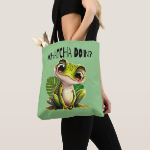 Watcha Doing? Funny Curious Frog Tote Bag