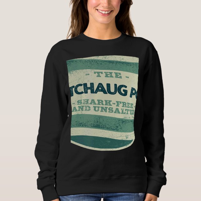 Watchaug Pond Shark Free and Unsalted Camping Rhod Sweatshirt (Front)