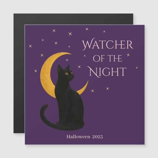 Watcher of the Night – Halloween Black Cat  magnet (Front/Back)