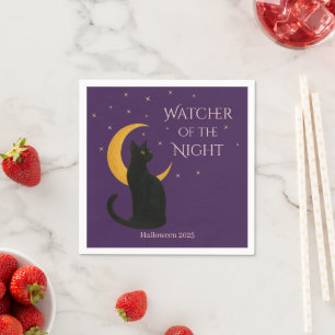 Watcher of the Night – Halloween Black Cat Napkin