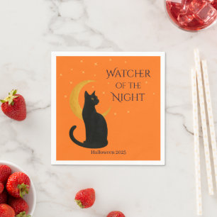 Watcher of the Night – Halloween Black Cat Napkin