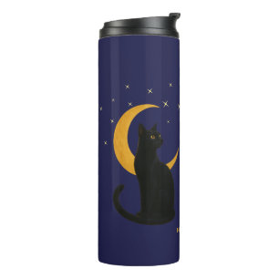 Watcher of the Night – Halloween Black Cat Thermal Tumbler