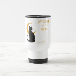Watcher of the Night – Halloween Black Cat Travel Mug