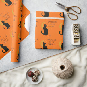 Watcher of the Night – Halloween Black Cat Wrapping Paper