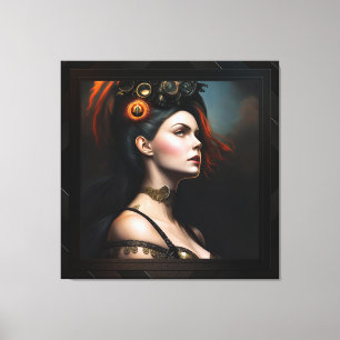 Watcher Of The Storm Steampunk Beauty by Xzendor7 Canvas Print
