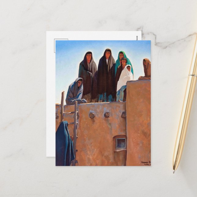 Watchers From the Housetop by Maynard Dixon Holiday Postcard (Front/Back In Situ)