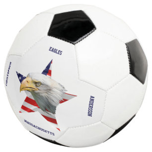 Watchful Bald Eagle, The American Flag, Star Soccer Ball