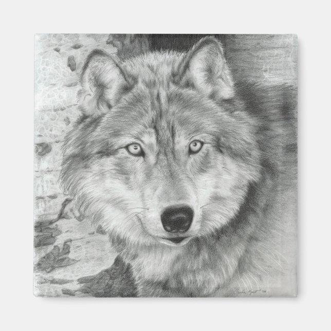 Watchful Eyes Wolf Magnet (Front)