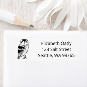 Watchful Owl Line Drawing CUSTOM Mailing Address