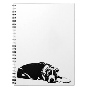 Watchful Pitbull Mix Monochrome Art Notebook