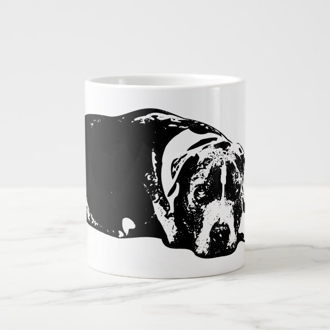 Watchful Pitbull Mix Monochrome Gaze Mug (Front)