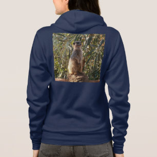 Watchful Sentinel: Meerkat On Lush Green Backdrop Hoodie
