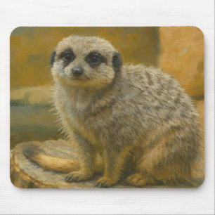 Watchful Stillness – Realistic Meerkat Portrait Mouse Pad