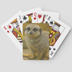 Watchful Stillness – Realistic Meerkat Portrait Playing Cards