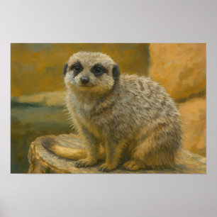 Watchful Stillness – Realistic Meerkat Portrait Poster